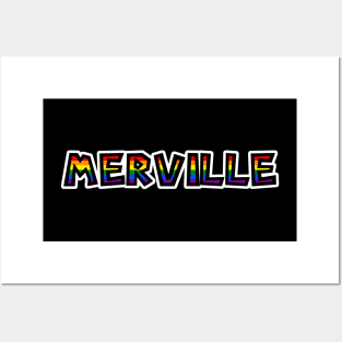 Village of Merville, BC - LGBTQ Rainbow Pride Flag - Loud and Proud Gay Text - Merville Posters and Art